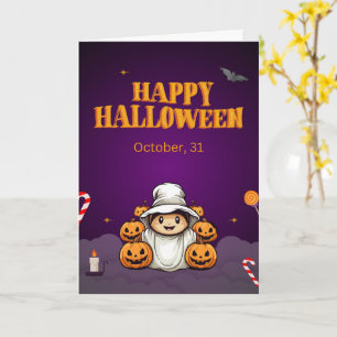 Cartes Halloween mignonnes Fantômes, Citrouilles