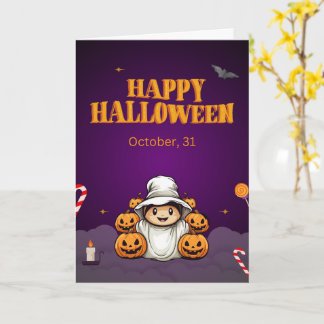 Cartes Halloween mignonnes Fantômes, Citrouilles