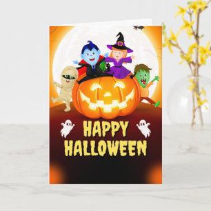 Cartes Halloween mignonnes Fantômes, Citrouilles