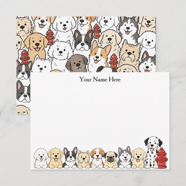 Cartes illustrées Chiens Mignons & Bornes d'Incend (Devant / Derrière)