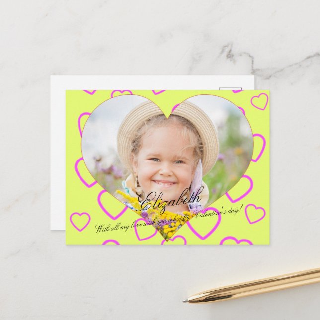 Cartes Jaunes en forme de coeur (Devant/Arrière en situation)
