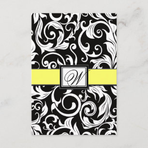 Cartes jaunes et noires de monogramme de mariage