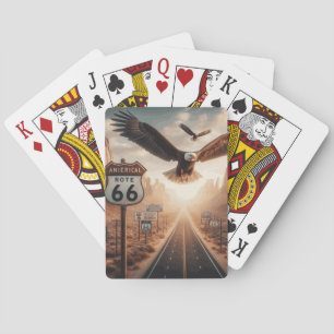 Cartes Jeu de carte route 66 avec  aigle en vol.