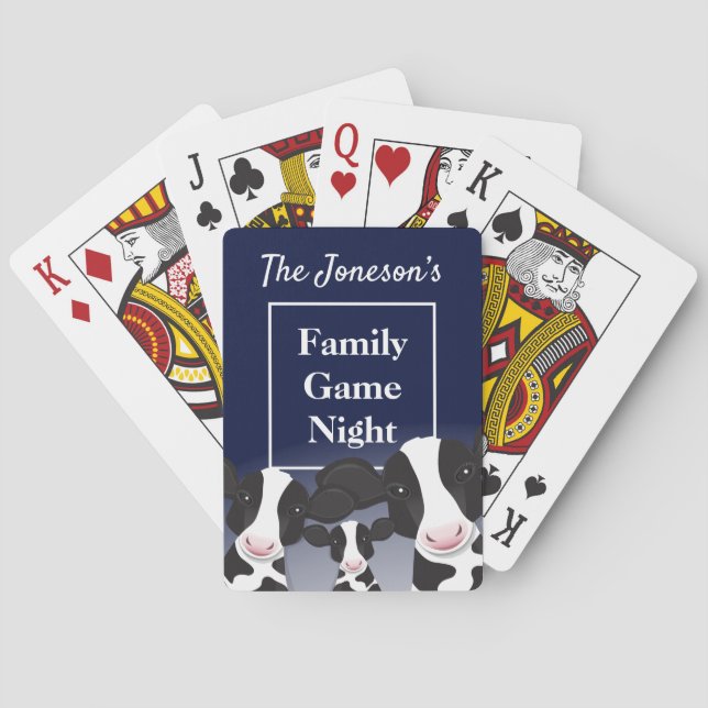 Cartes Jeu de famille Nom de nuit Vaches blanches bleues  (dos)