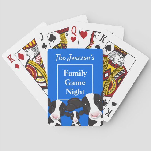 Cartes Jeu de famille Nuit Nom Bleu Blanc Vaches (dos)