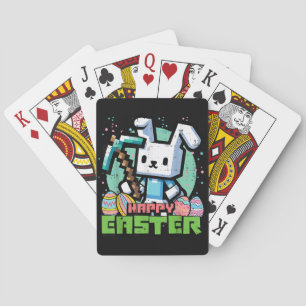 Cartes Jeu de pixels de lapin de Pâques heureux 