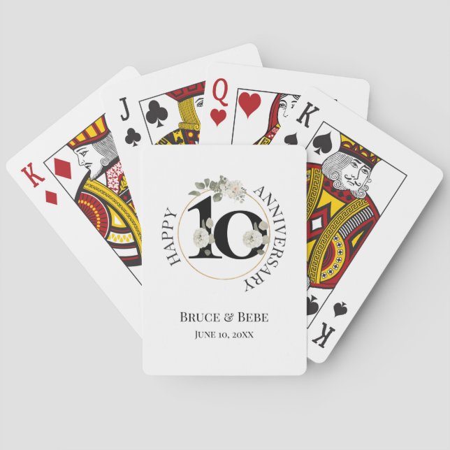Cartes Joli floral 10e ANNIVERSAIRE de jeu (dos)