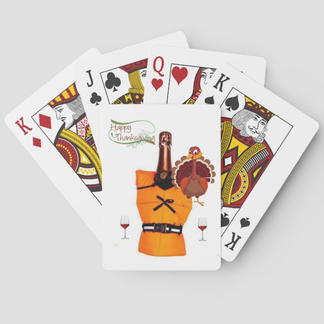 Cartes Jour de bon thanksgiving Jeu Carte Deck, Vin (dos)