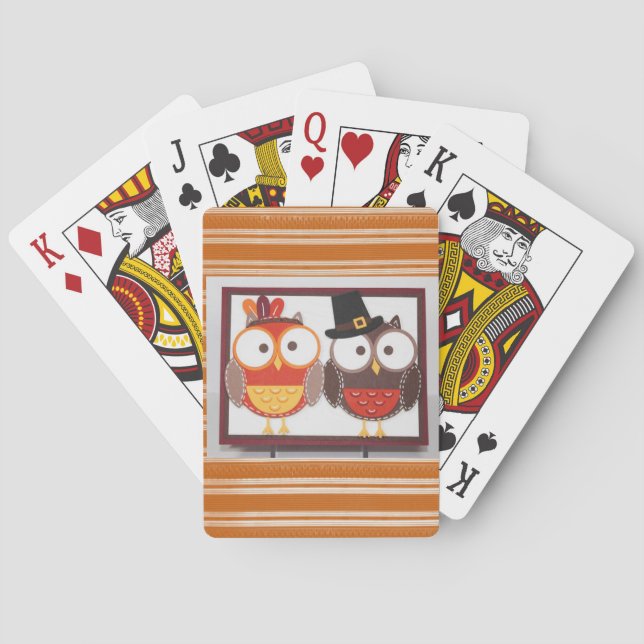 Cartes Jour de bon thanksgiving Jeu de carte Deck, Chouet (dos)