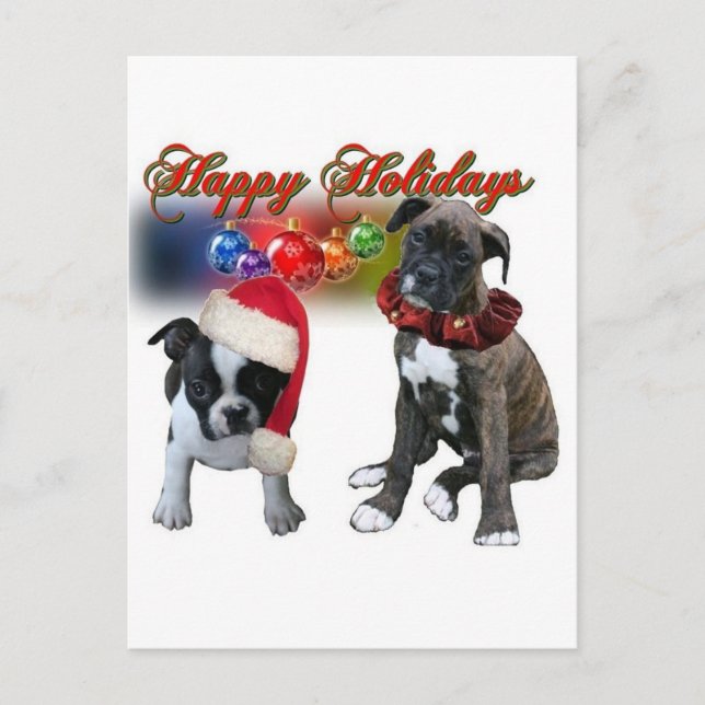Cartes : Joyeuses fêtes des chiots BT et Boxer (Devant)