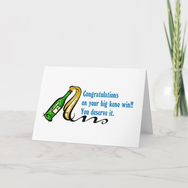 Cartes Keno : Félicitations pour votre grande vict (Devant)