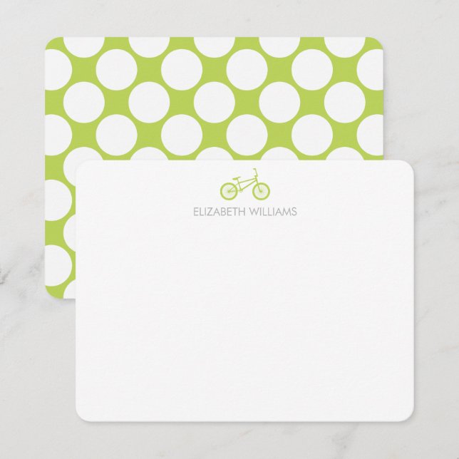 Cartes Kiwi Green Bicyclette et grands points (Devant / Derrière)