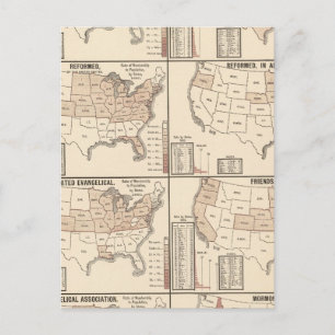 cartes lithographiées des statistiques confessionn