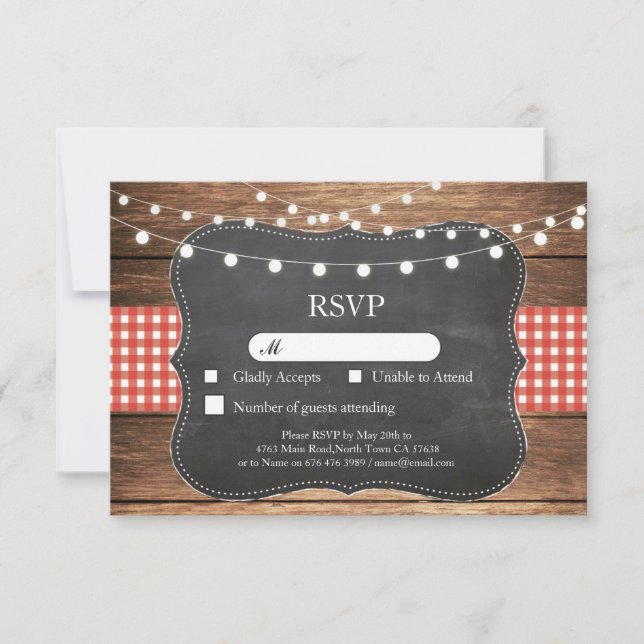 Cartes lumineuses en bois Mariage RSVP Invitations (Devant)