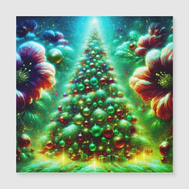 Cartes Magnétiques Arbres de Noël Décorés de Maniè (Devant)