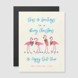 Cartes Magnétiques Flamants Roses Tropicales Vœux