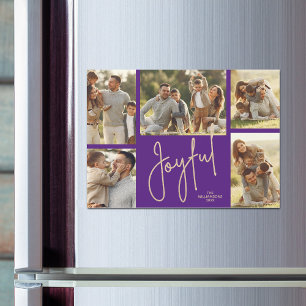 Cartes magnétiques violettes pour 5 photos de Noël