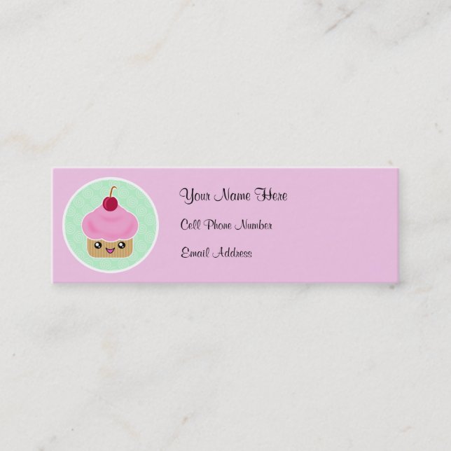 Cartes maigres de profil de petit gâteau de Kawaii (Devant)