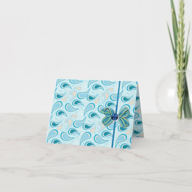 CARTES MARIAGE BLUE PAISLEY (Devant)