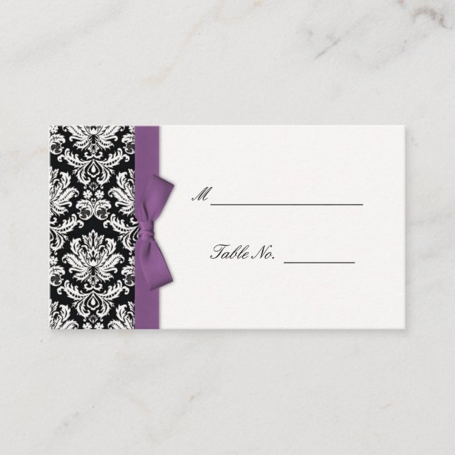 Cartes Mariage damassé Bow Violet (Devant)