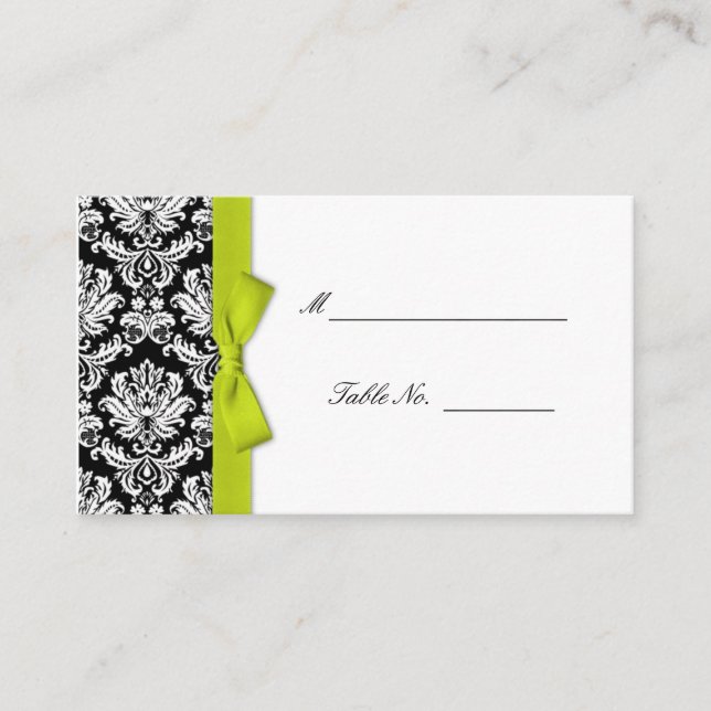 Cartes Mariage damassé Lime Bow (Devant)