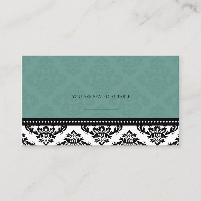 Cartes Mariage damassé turquoises (Devant)