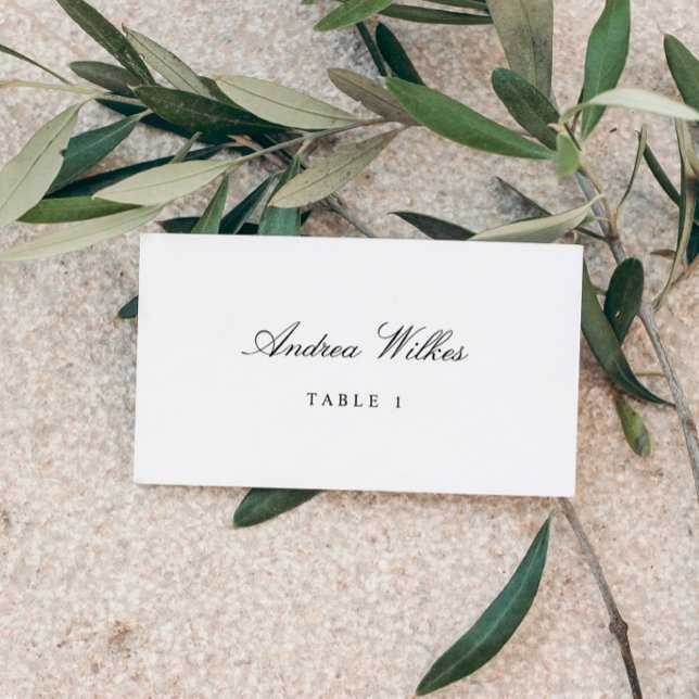 Cartes Mariage personnalisées Plaques Plat (Individual personalized flat wedding place cards - black and white - classic and simple)