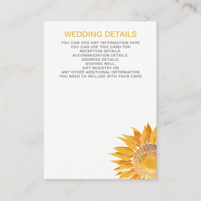 Cartes Mariage SunFlower modernes (Devant)