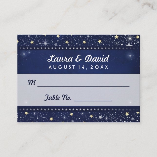 Cartes Mariages Blue Gold & White Stars (Devant)
