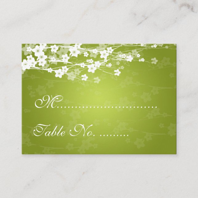Cartes mariages Cerisier Fleur de Chaux Vert (Devant)