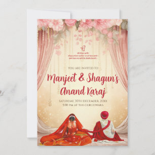 Cartes Mariages de Punjabi invitations Anand Karaj