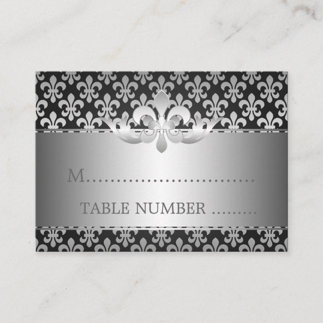 Cartes mariages Fleur De Lis Noir (Devant)
