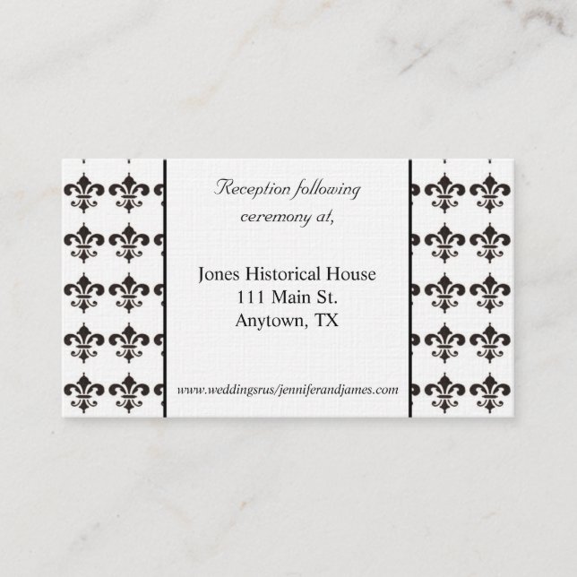 Cartes Mariages Fleur De Lis Noir (Devant)
