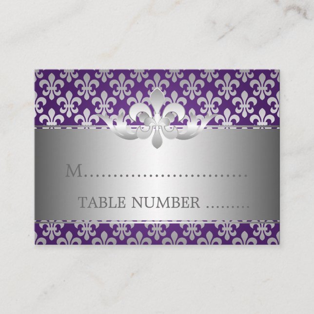 Cartes mariages Fleur De Lis Violet (Devant)