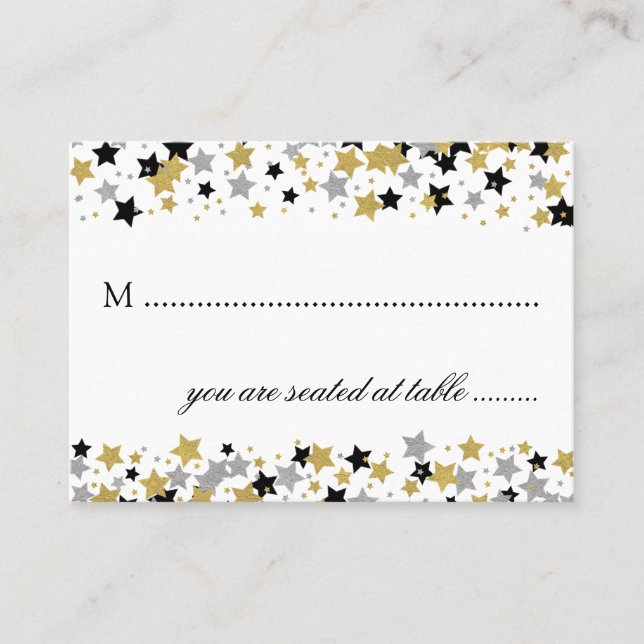 Cartes mariages Gold Parties scintillant Stars Con (Devant)