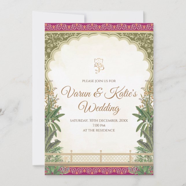 Cartes Mariages indiennes et invitations indiennes (Devant)