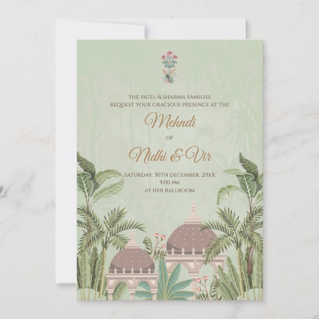 Cartes mariages indiennes numériques invitations h (Devant)
