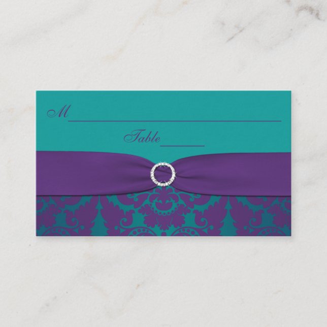 Cartes mariages | Purple, Damas Turquoise (Devant)