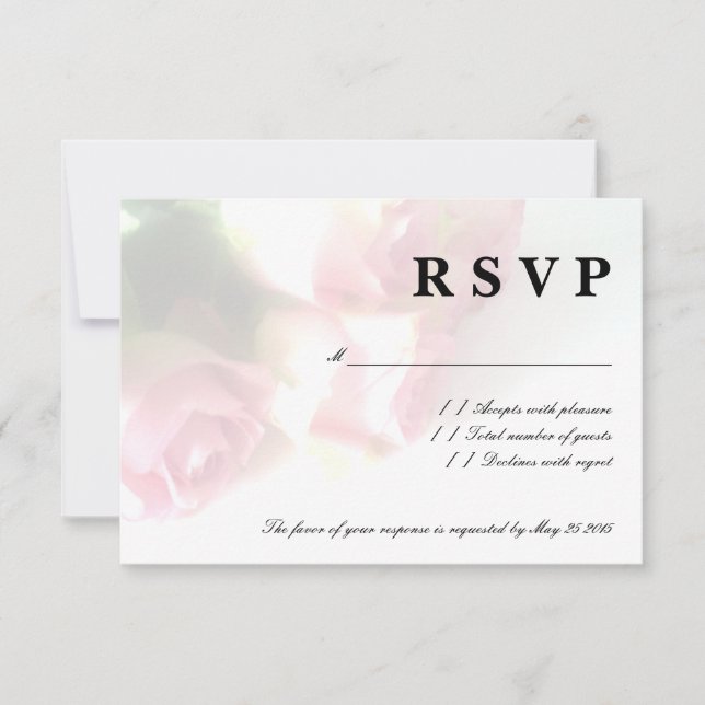 Cartes mariages RSVP de fleurs de rose rose (Devant)