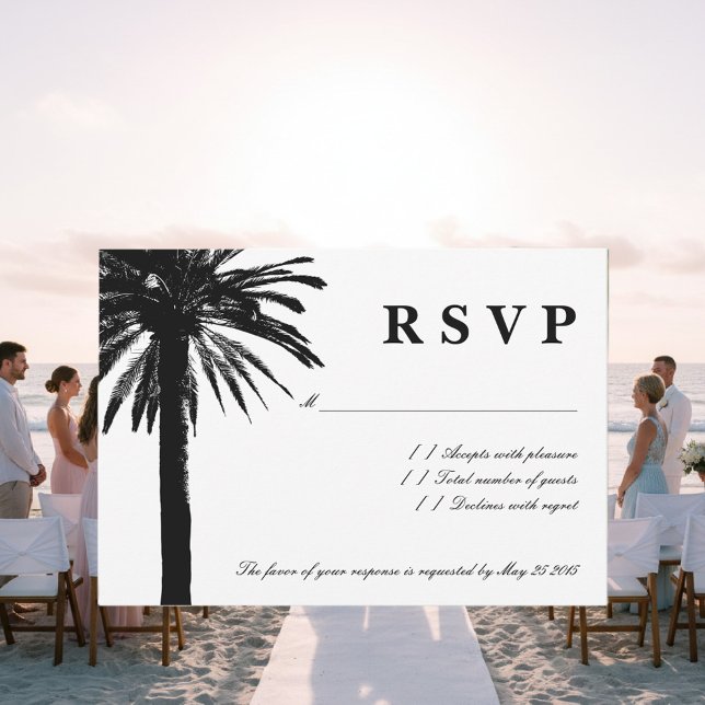 Cartes mariages RSVP Palm tree | Thème de plage (rsvp beach wedding)