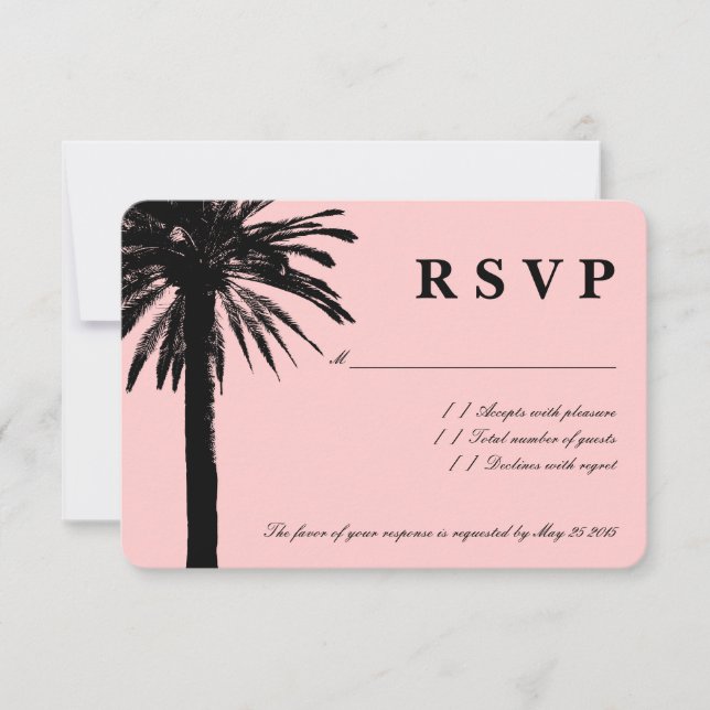 Cartes mariages RSVP rose corail | Thème de plage (Devant)