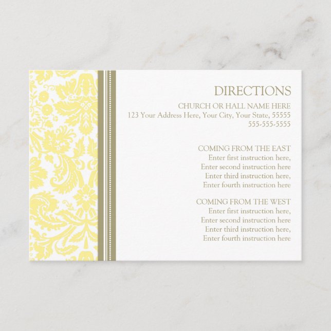 Cartes mariages Tan Yellow Damask (Devant)
