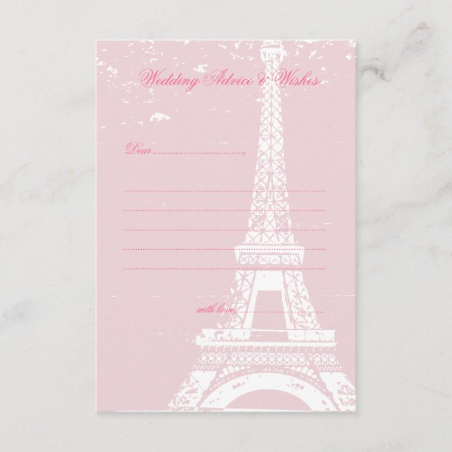 Cartes Mariages Tour Eiffel rose (Devant)