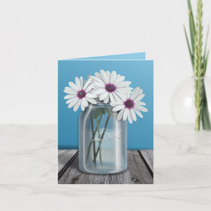Cartes Mason Jar aux couleurs florale blanches et