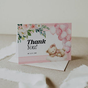Cartes Merci Baby shower Fille rose
