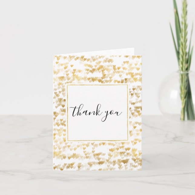 Cartes Merci coeurs dorés (Devant)