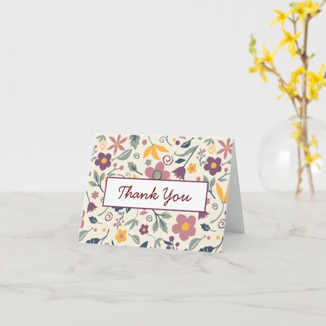 Cartes Merci / Note Floral, personnalisables (Fleur jaune)