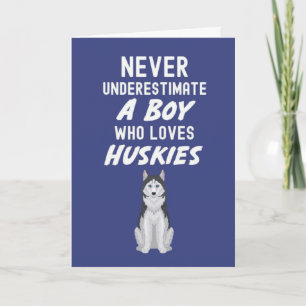 Cartes Mignonnes Bleu Marine Husky Pour Bébés Garç
