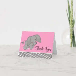 Cartes mignonnes de Merci d'éléphant rose