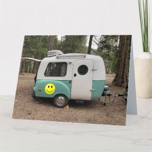 Cartes MINI CAMPEUR REMORQUE JOYEUX ANNIVERSAIRE